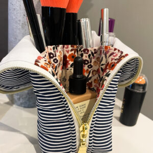 Trousse à pinceaux de maquillage marinière fleurie