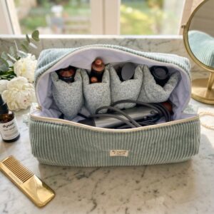 Trousse pour appareil pour cheveux type dyson en velours et imprimé fleuri
