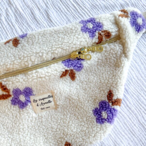 sac banane sherpa fleurie violette